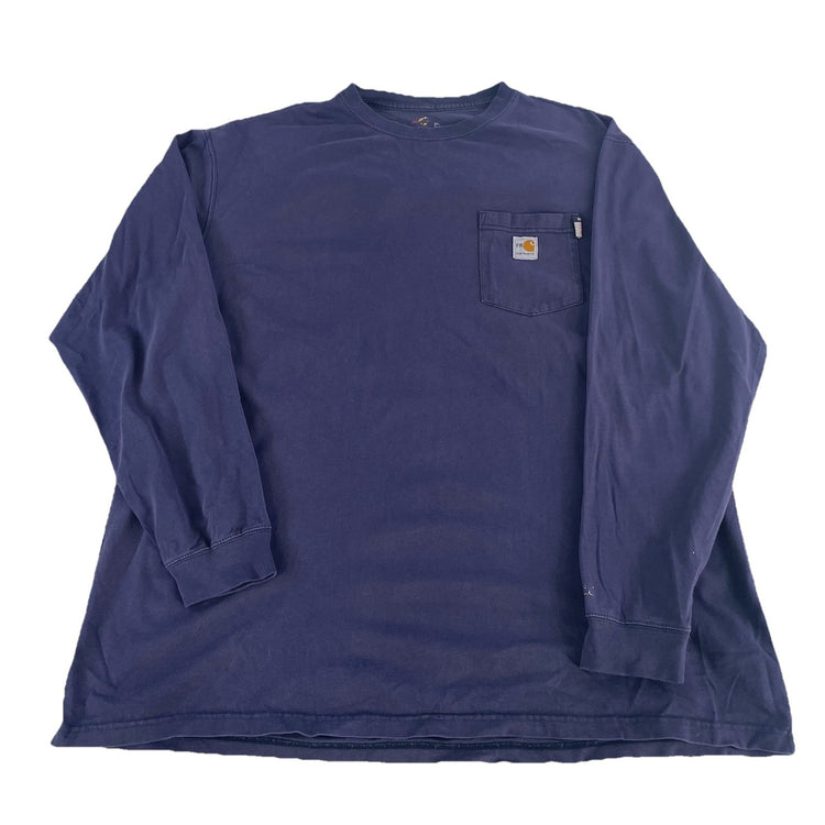 Mens Carhartt Dark Navy Blue Longsleeve Blank Solid Shirt Size 2Xl