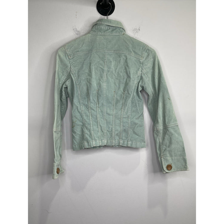 Tulle Petite Women’s Light Blue Corduroy Jacket Button Front Retro Style Sz M