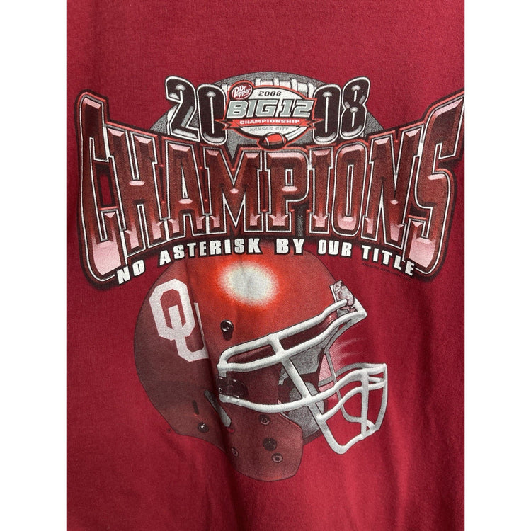 2008 Oklahoma Sooners Red T-shirt Big 12 Championship Size X-Large