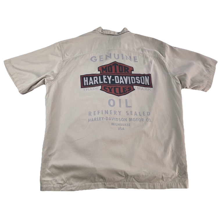 Mens Harley Davidson Beige ButtonUp SS Shirt Size 4XL
