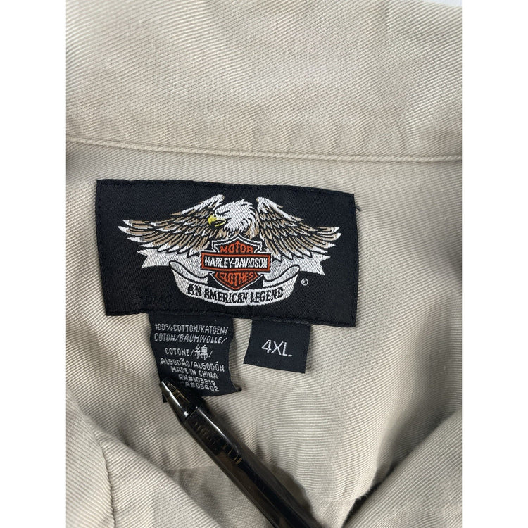 Mens Harley Davidson Beige ButtonUp SS Shirt Size 4XL