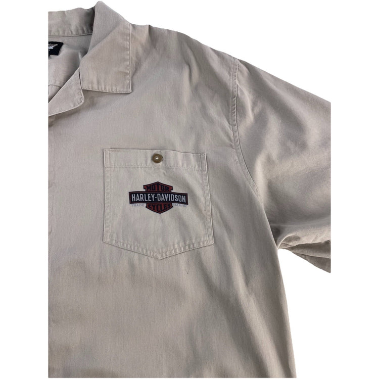 Mens Harley Davidson Beige ButtonUp SS Shirt Size 4XL