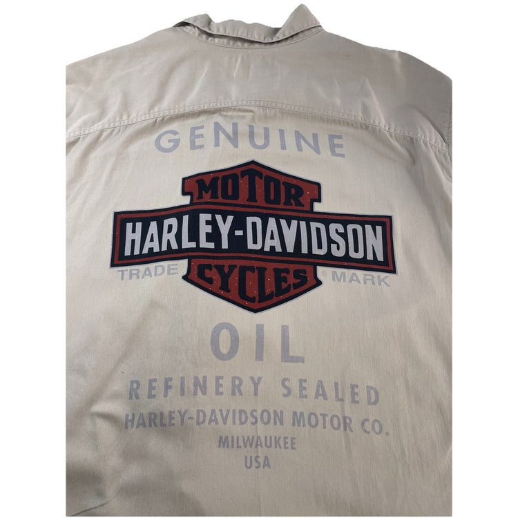 Mens Harley Davidson Beige ButtonUp SS Shirt Size 4XL