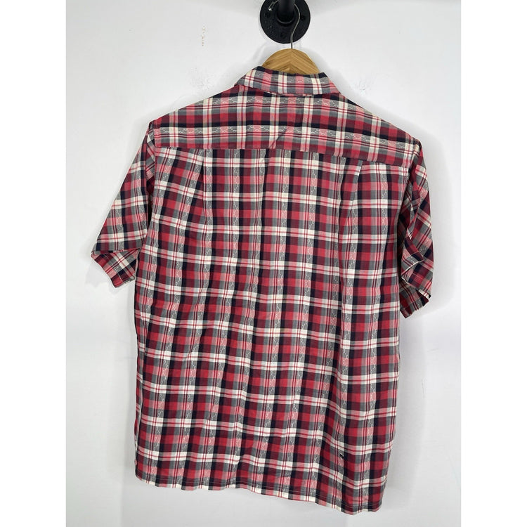 Vintage Men’s 80s Flannel Fruit of the Loom Tag Plaid Red White Black Sz M