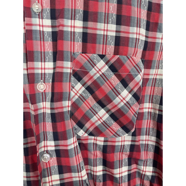 Vintage Men’s 80s Flannel Fruit of the Loom Tag Plaid Red White Black Sz M