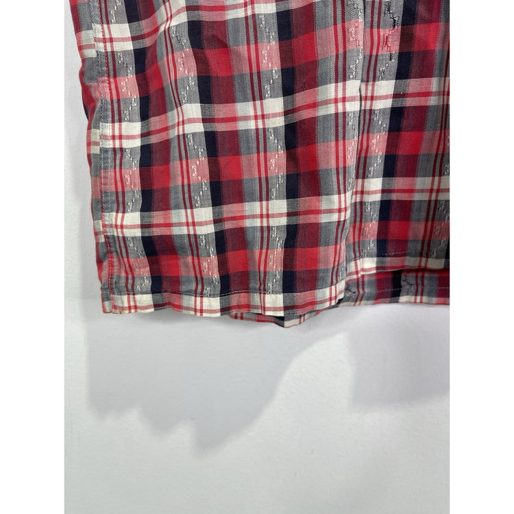 Vintage Men’s 80s Flannel Fruit of the Loom Tag Plaid Red White Black Sz M