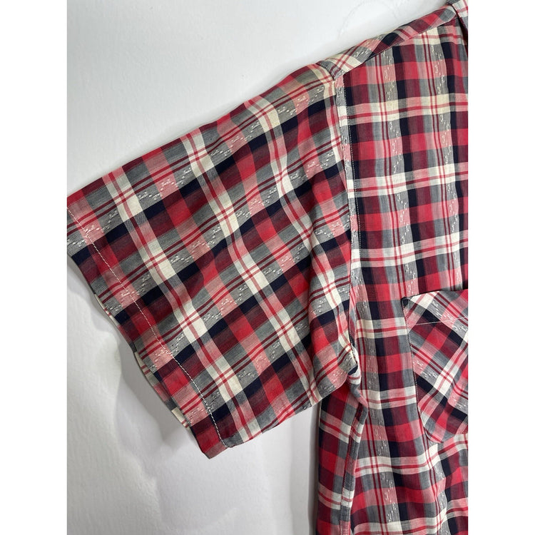 Vintage Men’s 80s Flannel Fruit of the Loom Tag Plaid Red White Black Sz M