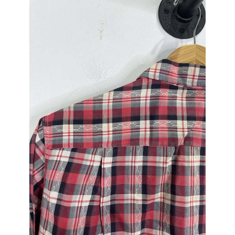 Vintage Men’s 80s Flannel Fruit of the Loom Tag Plaid Red White Black Sz M