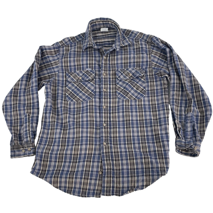 Mens Carhartt Blue & Gray Plaid Button Down Long Sleeve Shirt Size Large