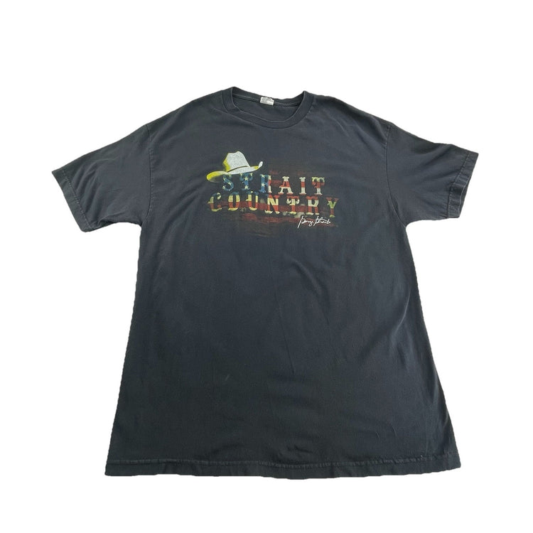 Men’s Vintage 2000s Black Tee Strait Country Size Xl