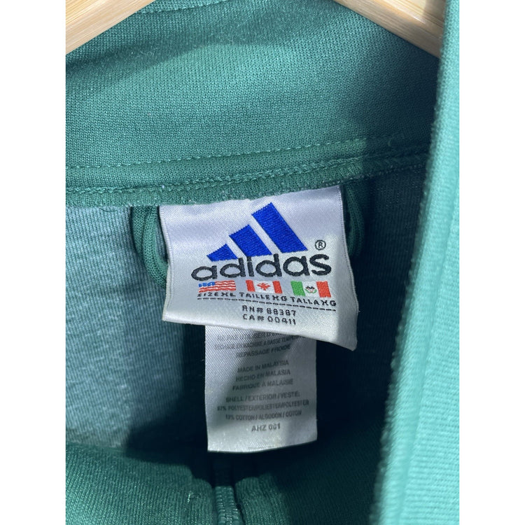 Mens VTG Adidas Sweatshirt Green Black Striped Sleeve Long Sleeve Pullover Sz XL