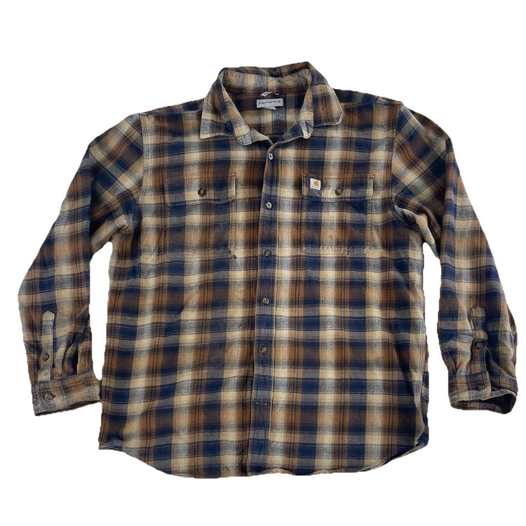 Mens Carhartt Multicolor Plaid Button-Up Flannel Size L