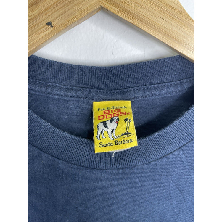 Men’s Vintage Big Dogs Navy Blue ‘Fishing At The Crack Of Dawn’ T Shirt Sz L