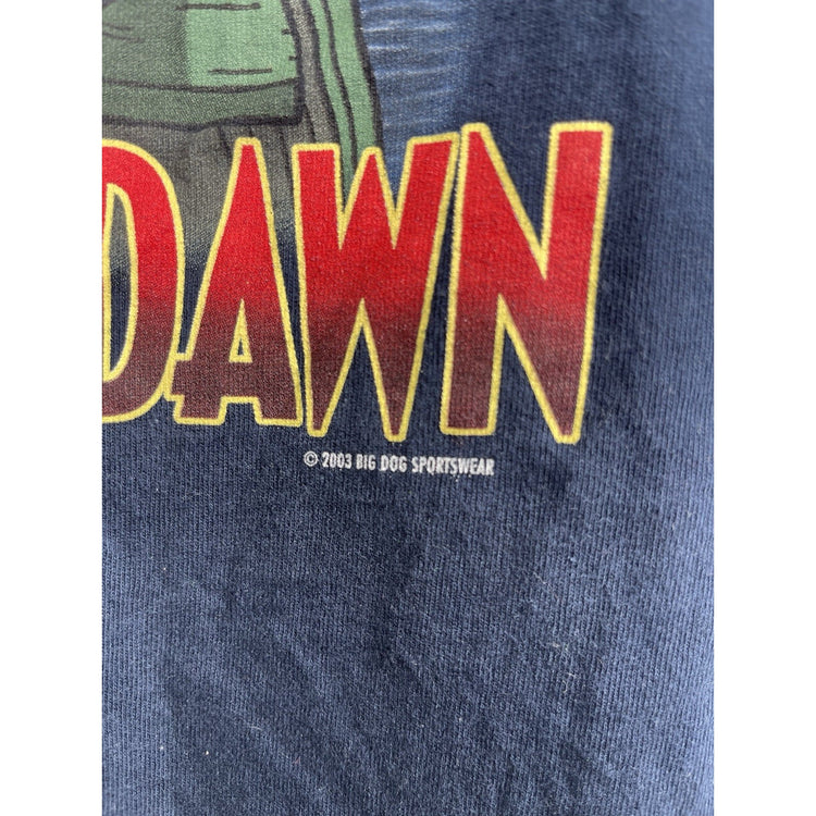 Men’s Vintage Big Dogs Navy Blue ‘Fishing At The Crack Of Dawn’ T Shirt Sz L