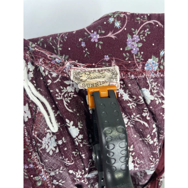 Women’s Maroon With Flower 70s Gunnies Vintage Skirt