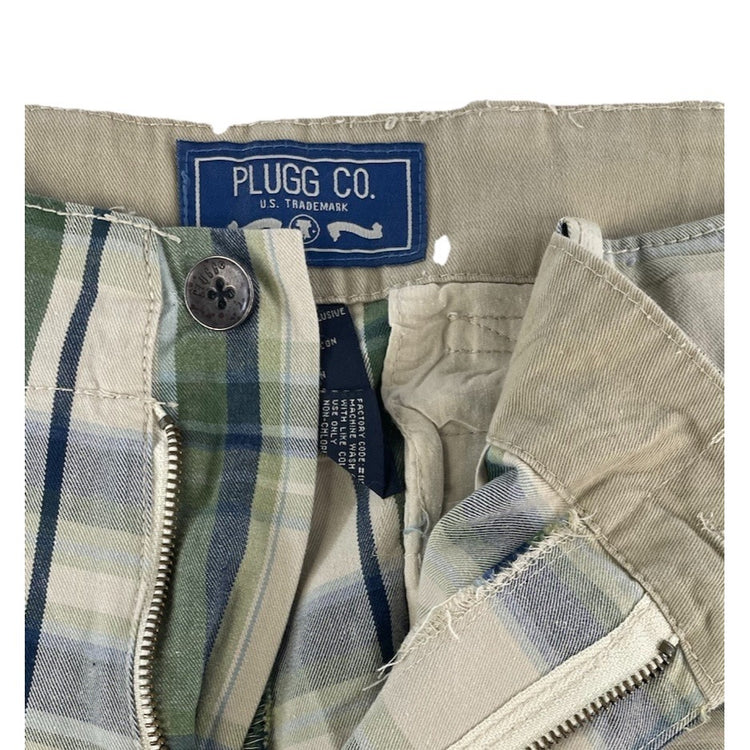 Mens PLUGG CO Multicolor Plaid Pattern Cargo Shorts Size 38
