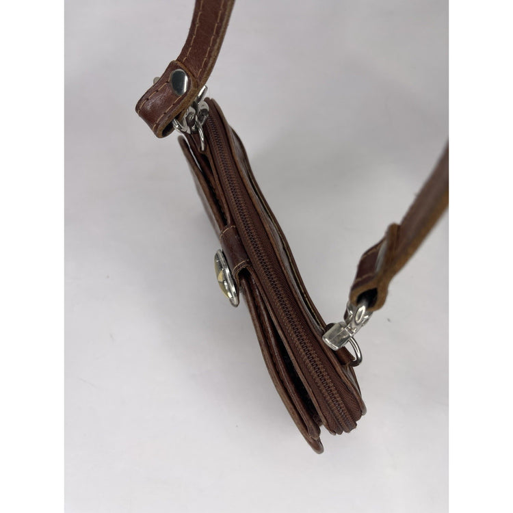 Women’s Western Brown Leather Tribal/Floral Design Crossbody Bag