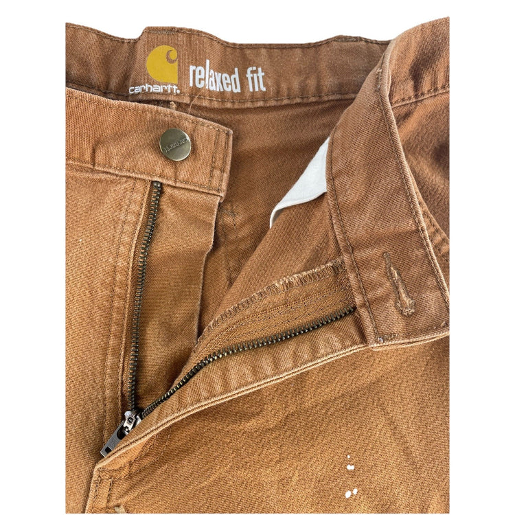Mens Carhartt Dark Orange Canvas Carpenter Pants Size 34x34