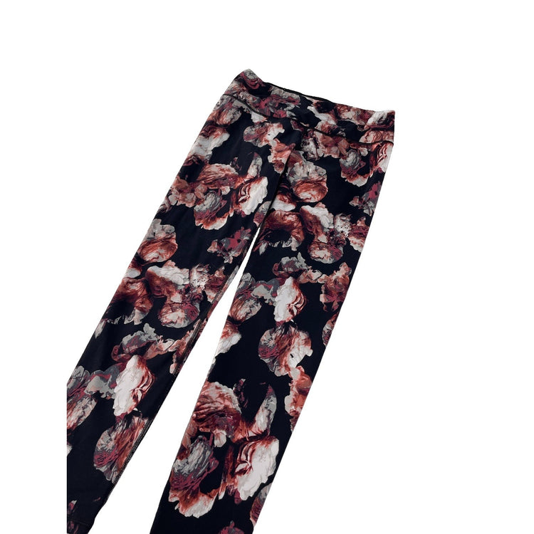 Womens Victroria Sport Black & Pink Floral Print Leggings Size Large