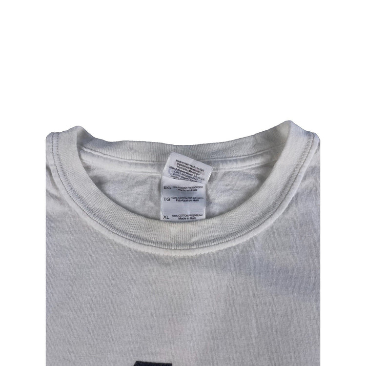 Mens Vintage Gildan Basic White Spurs Logo T-Shirt Size XL