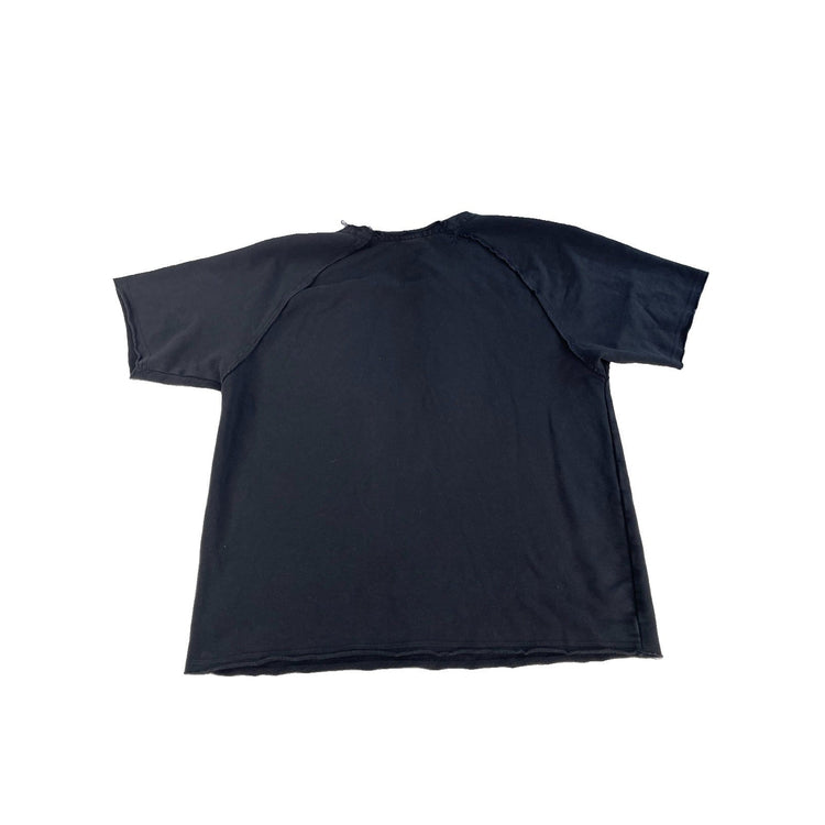 Mens Gymshark Washed Black Raw Edge Distressed Lifting Club Cut Off Shirt SizeXL