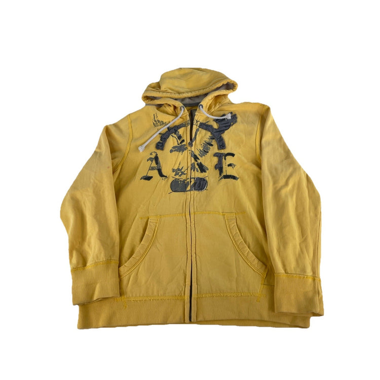 Mens Y2K American Eagle Yellow Zip Up Jacket Size 2XL
