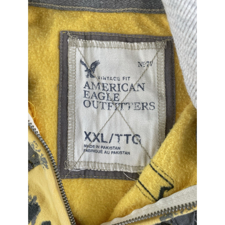 Mens Y2K American Eagle Yellow Zip Up Jacket Size 2XL