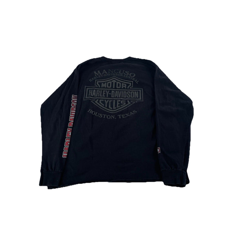 Mens Harley Davidson Mancuso Houston TX Black Long Sleeve T Shirt Size XL