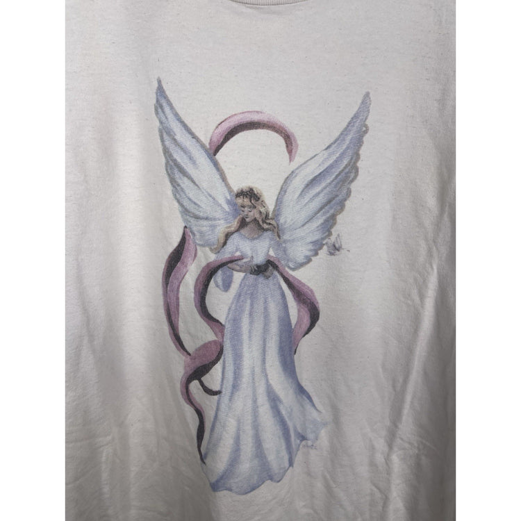 Vintage 90s Jesus Tee Sleep Shirt One Size White Angel Graphic 80s USA Made Rare