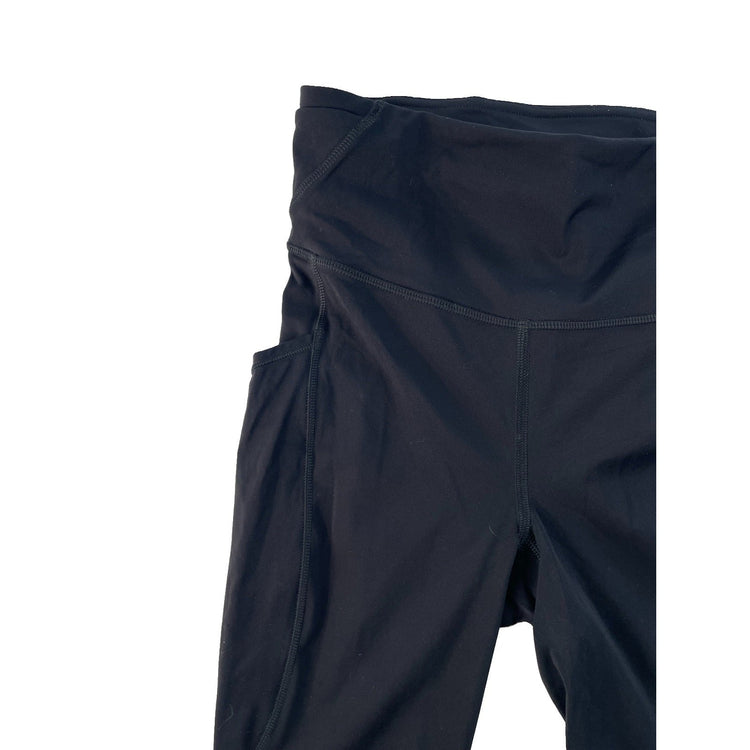Womens Lululemon Solid Black Mid-Rise Ankle Leggings W Pockets Size 2