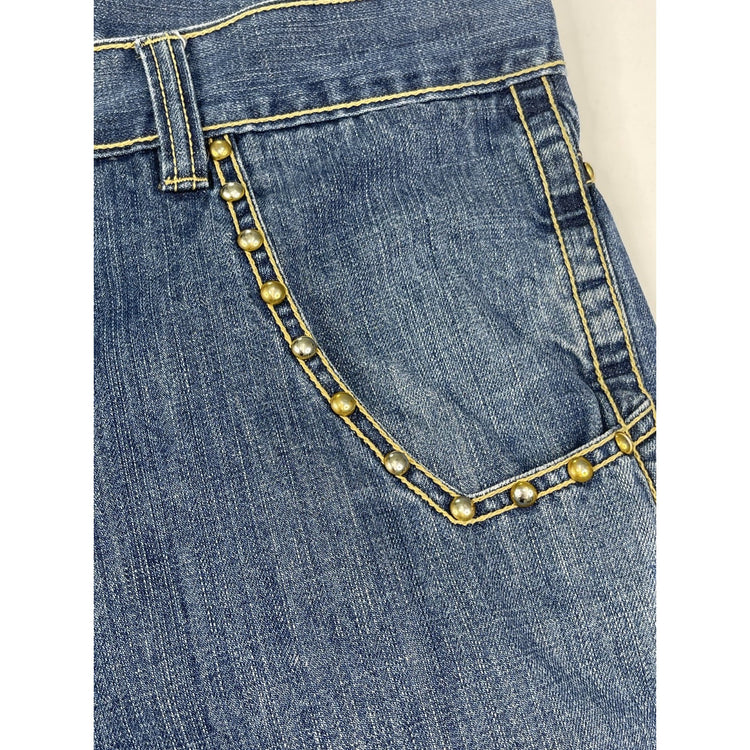Cezer Y2K Baggy Jean Shorts with Gold Studs 40
