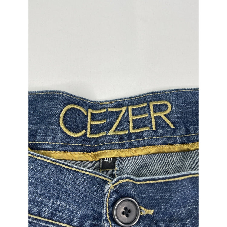 Cezer Y2K Baggy Jean Shorts with Gold Studs 40