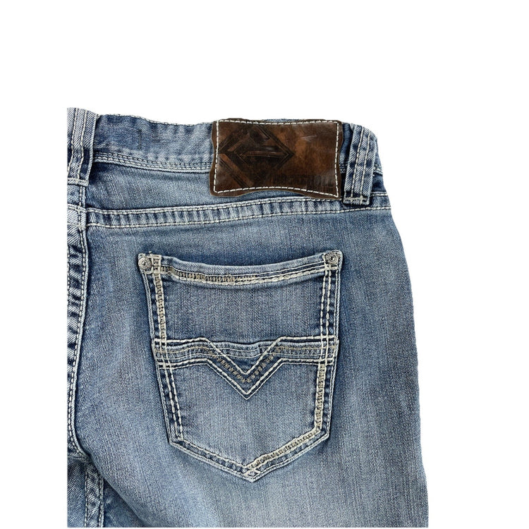 Mens Rock&Roll Double Barrel Straight Leg Lightwash Blue Jeans Sized 34x30