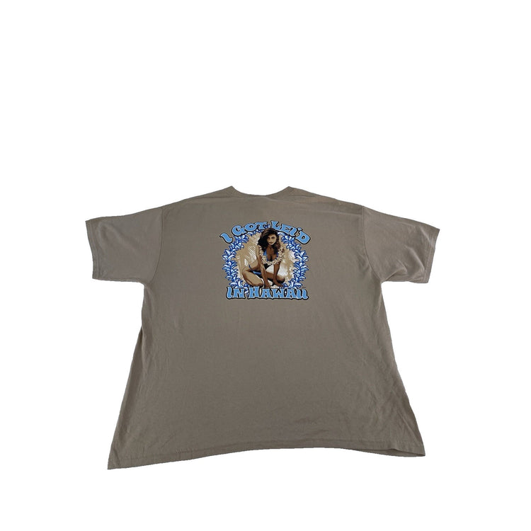 Mens Hanes ‘I Got Lei’d In Hawaii’ Beige T Shirt Size XL
