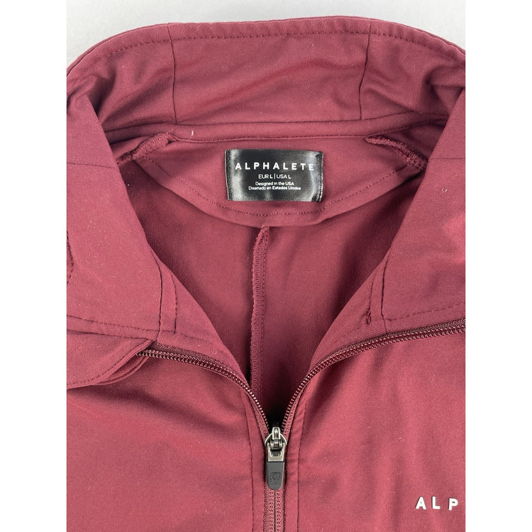 Mens Alphalete Burgundy Maroon Solid Athletic Full Zip Track Jacket Size L