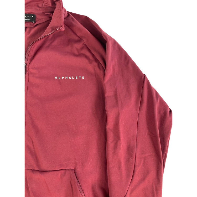 Mens Alphalete Burgundy Maroon Solid Athletic Full Zip Track Jacket Size L