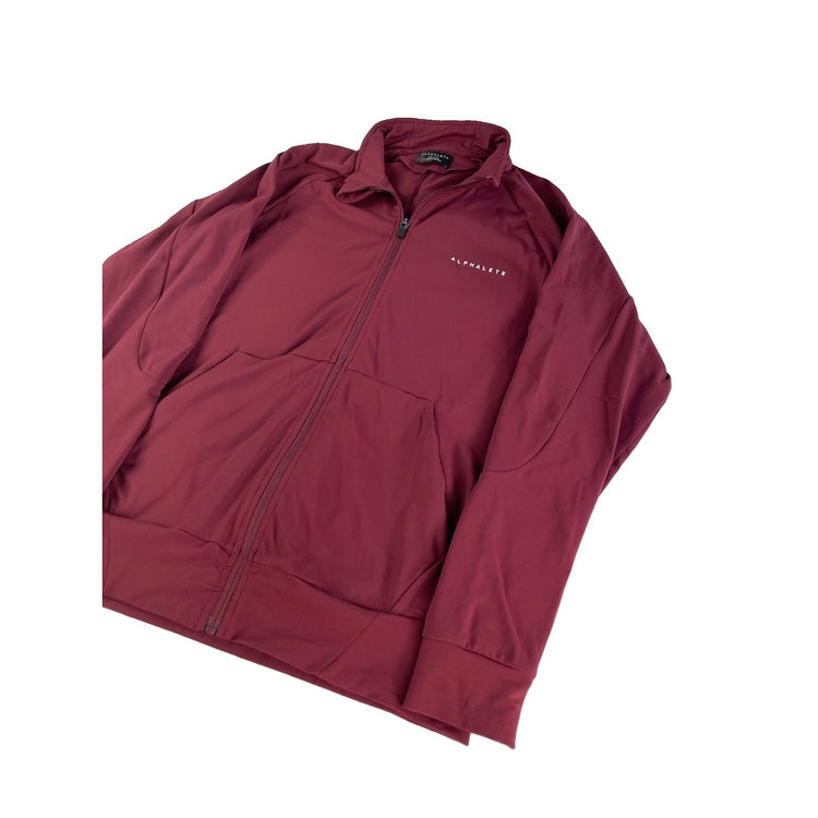 Mens Alphalete Burgundy Maroon Solid Athletic Full Zip Track Jacket Size L
