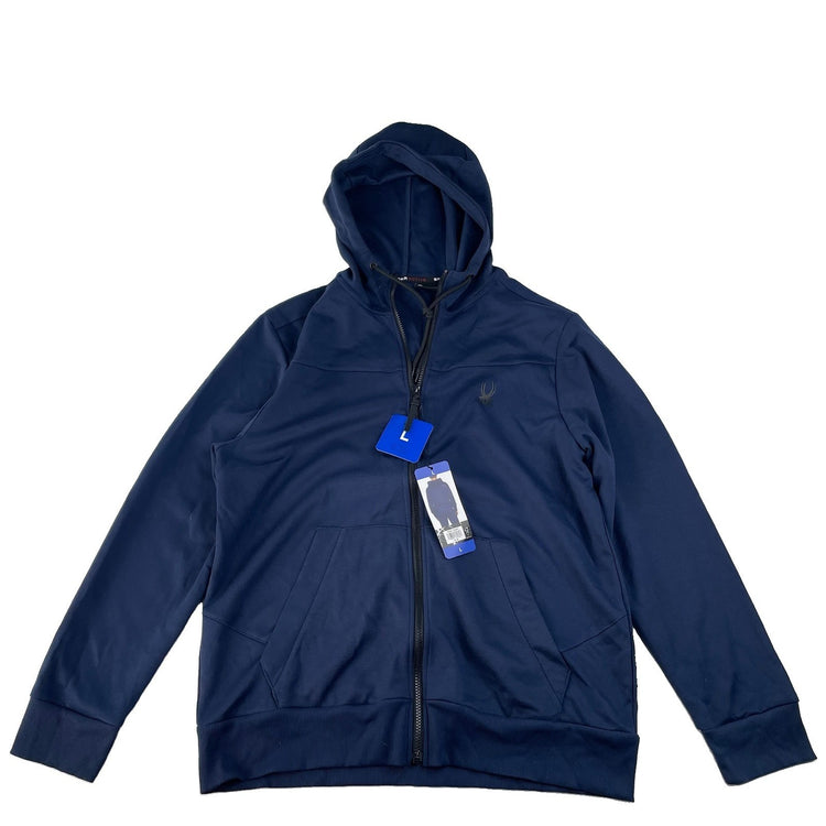 Mens New Spyder Active Navy Blue ProWeb Full Zip Performance Hoodie Size L