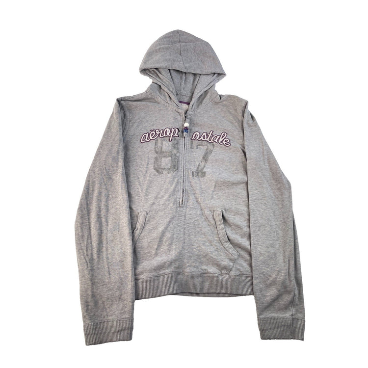 Womens Aeropostale Gray Zip Up Hoodie Sweatshirt Size L