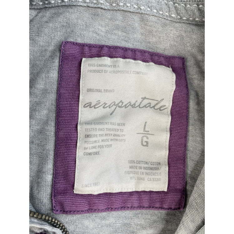 Womens Aeropostale Gray Zip Up Hoodie Sweatshirt Size L