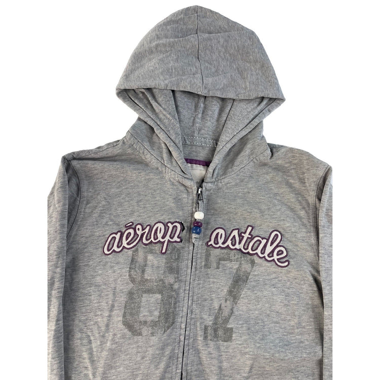 Womens Aeropostale Gray Zip Up Hoodie Sweatshirt Size L
