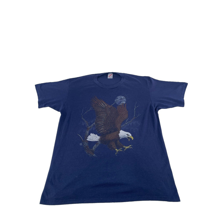 Mens Vintage Jerzees Eagle Graphic Shirt Dark Blue Size Xl