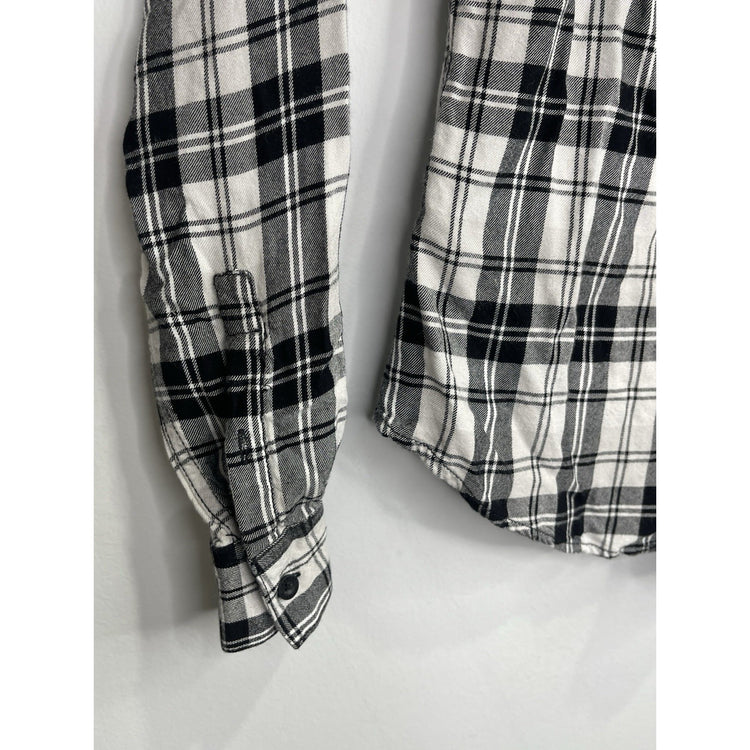 Adult VTG Breast Cancer Awareness Harley Davidson Plaid Button Down Shirt Sz S