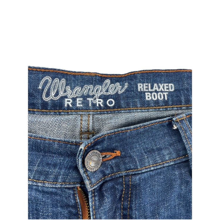 Men’s Wrangler Retro Relaxed Bootcut Blue Jeans Size 36x32