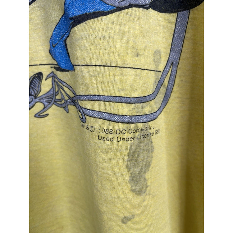 Vintage 1988 Men’s Yellow DC Comics Batman T-Shirt Retro Comic Style Size XL