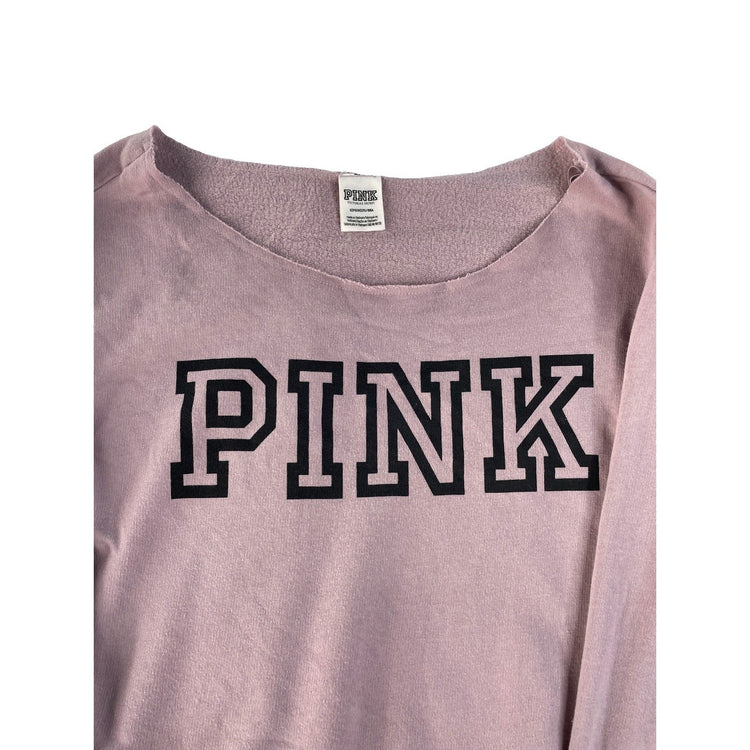 Womens Victoria's Secret PINK Dusty Rose Pullover Sweatshirt Raw Hem Size S