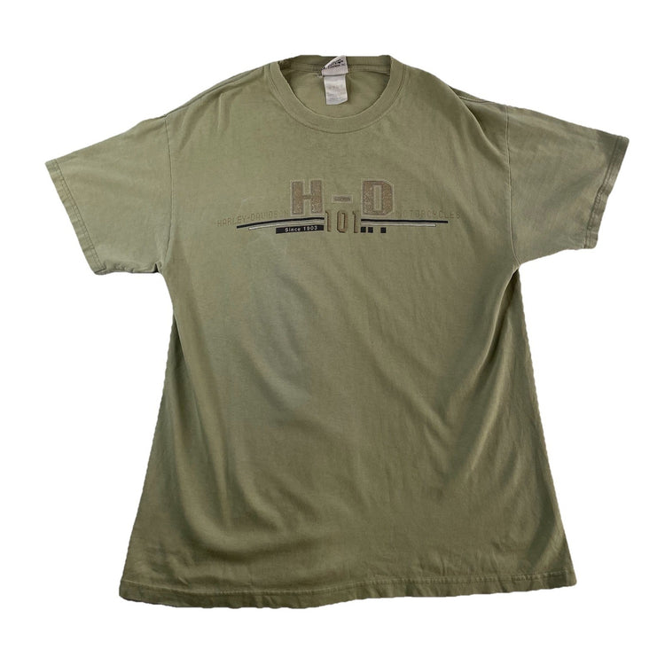 Mens Harley Davidson Motorcycle Line-Green Basic Tee Size L