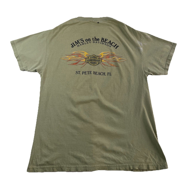 Mens Harley Davidson Motorcycle Line-Green Basic Tee Size L
