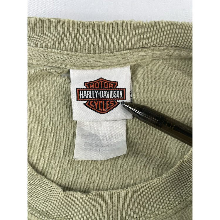 Mens Harley Davidson Motorcycle Line-Green Basic Tee Size L