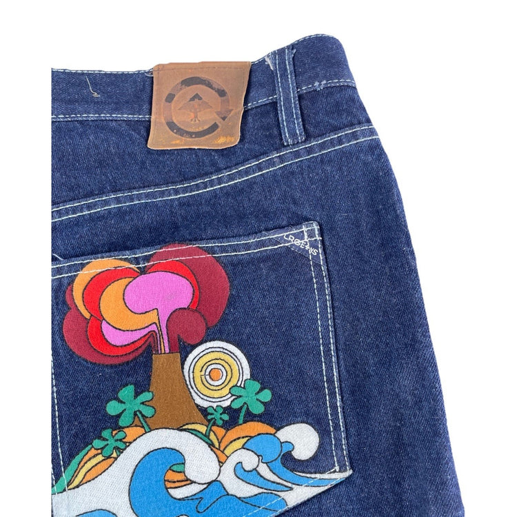 Mens Vintage LRG Baggy Streetwear (Embroidery Back Pocket) Denim Jeans Size 42